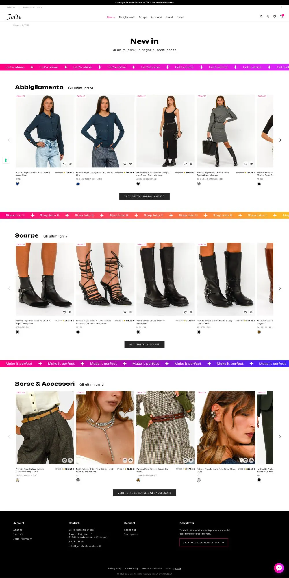 Sito Jolie Fashion Store, pagina New in