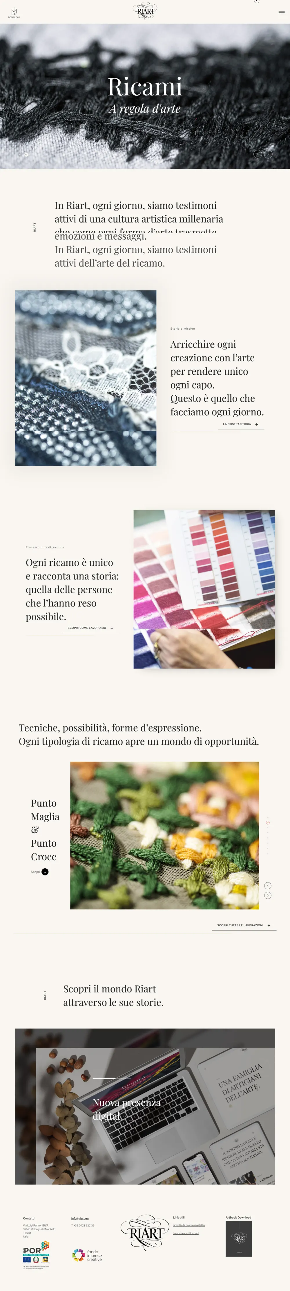Sito Riart, pagina tecniche